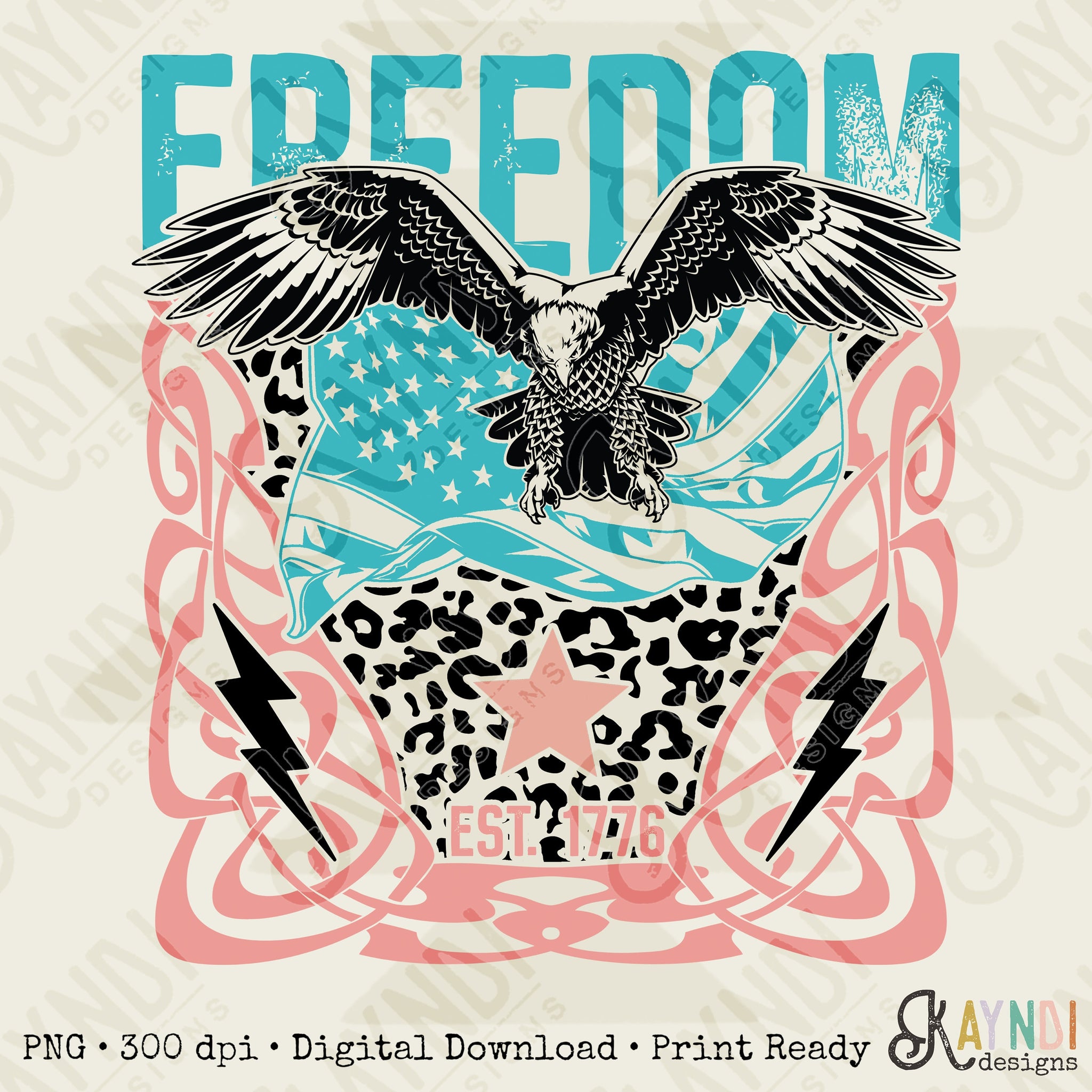 Freedom 1776 Sublimation Design PNG Digital Download Printable