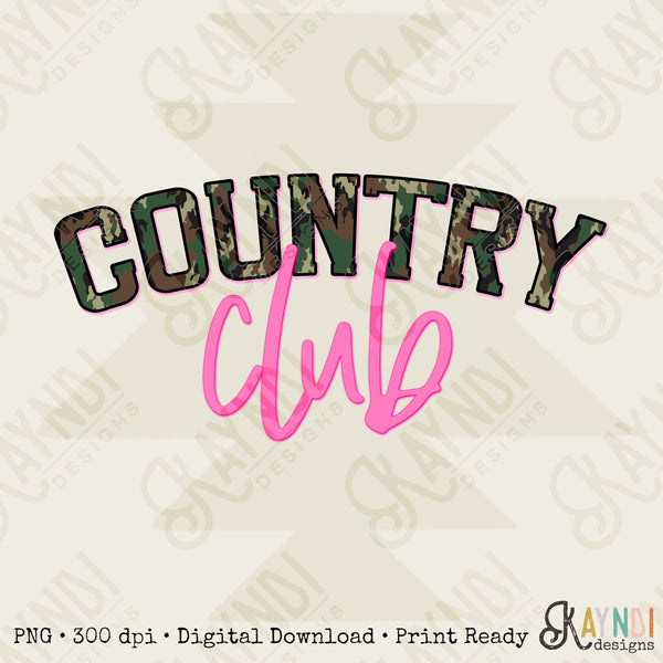Country Club Sublimation Design PNG Digital Download Printable