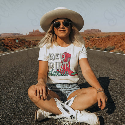 Red Dirt Darlin Sublimation Design PNG Digital Download Printable Texas Oklahoma Outlaw Country Western Southern Rock Cowgirl Boot