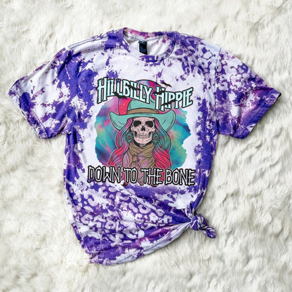 Hillbilly Hippie Down To The Bone Sublimation Design PNG Digital Download Printable Western Halloween Skeleton Cowgirl Concho Cowboy Hat