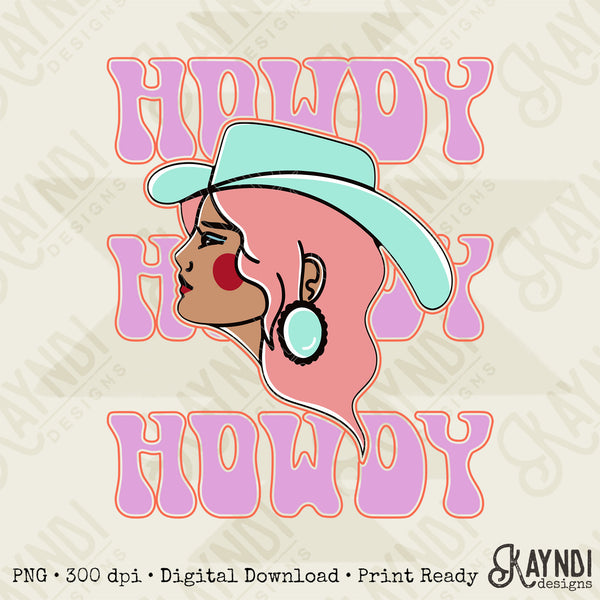 Howdy Cowgirl Sublimation Design PNG Digital Download Printable