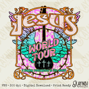 Jesus World Tour Sublimation Design PNG Digital Download Printable