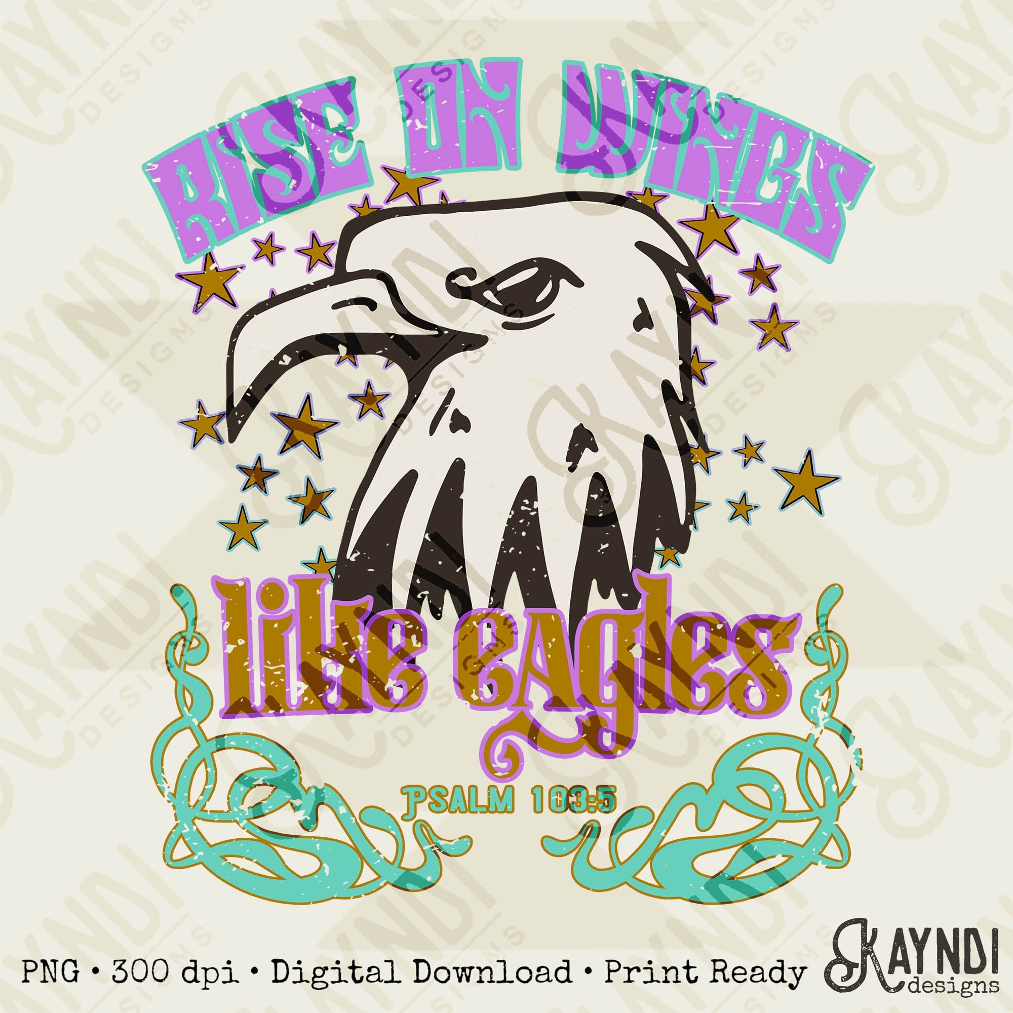 Rise on Wings Like Eagles Sublimation Design PNG Digital Download Printable