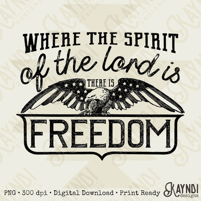 Where the Spirit of the Lord is There is Freedom Single Color Sublimation Design PNG Digital Download Printable