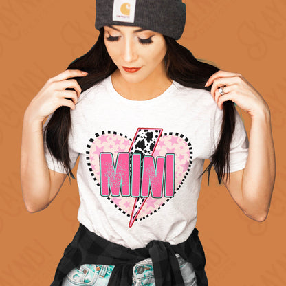 Mama Heart Sublimation Design PNG Digital Download Printable Cow Print Lighting Bolt Valentine Heart Cute Matching Mama Mini Designs