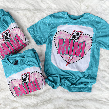 Mini Heart Sublimation Design PNG Digital Download Printable Cow Print Lighting Bolt Valentine Heart Cute Matching Mama Mini Designs