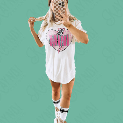 Mama Heart Sublimation Design PNG Digital Download Printable Cow Print Lighting Bolt Valentine Heart Cute Matching Mama Mini Designs